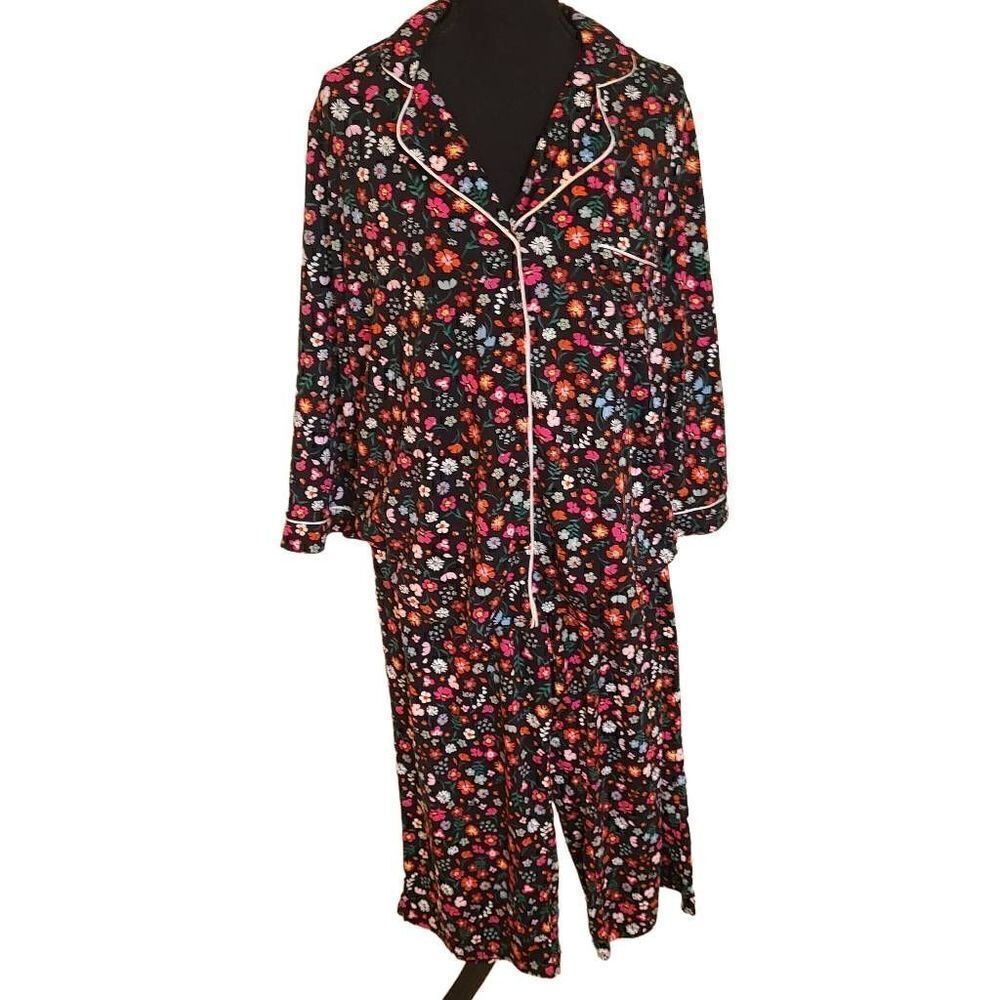 Kate Spade New York Black Mixed Floral Print Pajama Set Medium